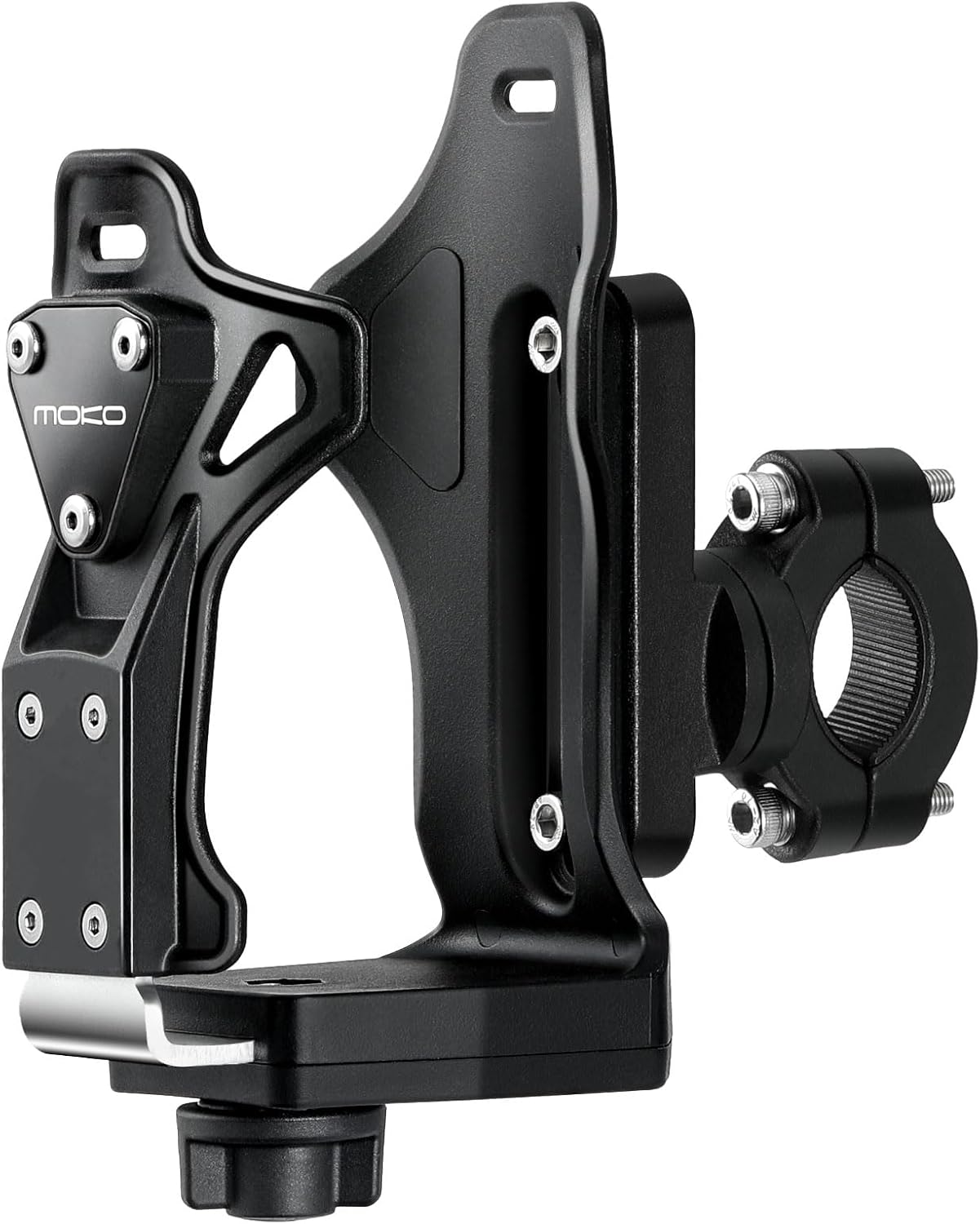 MoKo Bike Water Bottle Holder, Adjustable Bike Water Bottle Cage for 1.9-3.6" Diameter Bottle, for Handlebar & Frame, Motorcycle Cup Holder with Screw Tool, for Bicycle/Stroller/Scooter/Wheelchair/ATV
