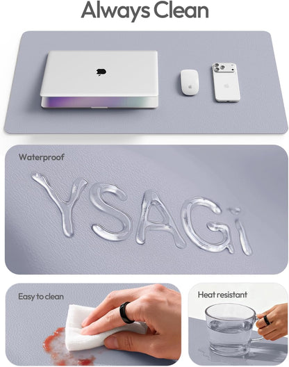 YSAGi Leather Office Desk Pad Protector, Large Mouse Pad, Non-Slip, PU Leather, Laptop Desk Blotter, Waterproof Writing Pad for Office and Home, Black, 23.6" x 13.8" - Colors B