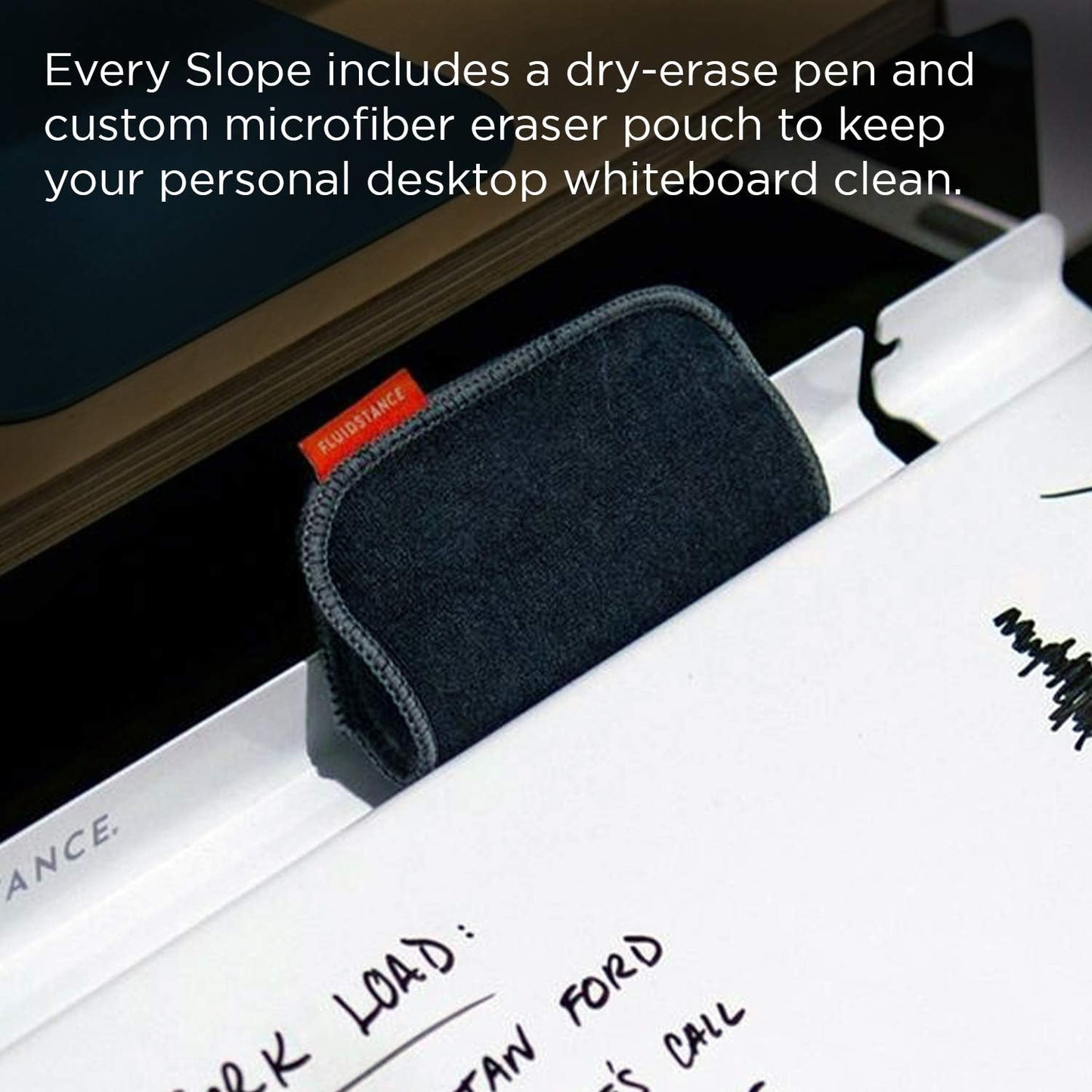 FluidStance Slope Desktop Dry Erase Computer to-Do Board, Dry Erase Surface, Solid Steel with White Surface (White, Medium)