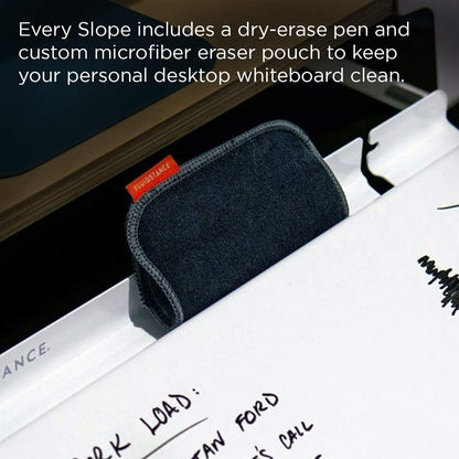 FluidStance Slope Desktop Dry Erase Computer to-Do Board, Dry Erase Surface, Solid Steel with White Surface (White, Medium)