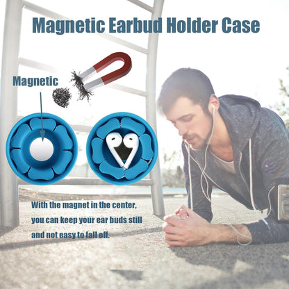 MAIRUI Wired Earbud Case Earphone Headphone Cord Organizer Earbuds Wrap Soft Silicone Magnetic Holder Storage Tangle Free Cable Winder(Red)