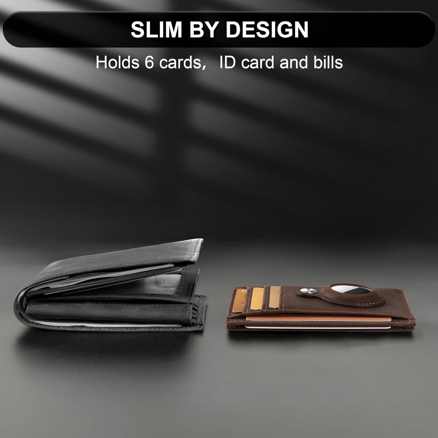 Slim Minimalist Front Pocket Air Tag Wallet, RFID Blocking Card Holder Wallet with Airtag Holder