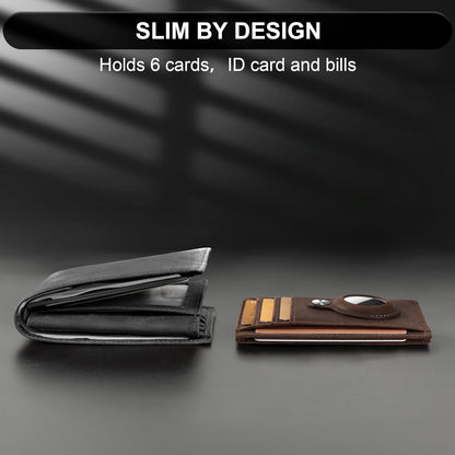 Slim Minimalist Front Pocket Air Tag Wallet, RFID Blocking Card Holder Wallet with Airtag Holder