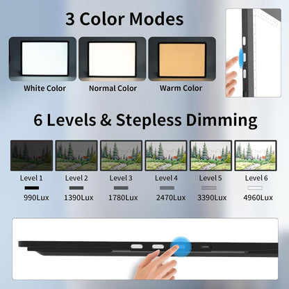 TOHETO Rechargeable A4 Light Board with Stand, Super Bright Magnetic Light Pad with Side Buttons, Wireless Light Box for Tracing and Drawing, Cordless LED Light Table for Diamond Painting, Sketching