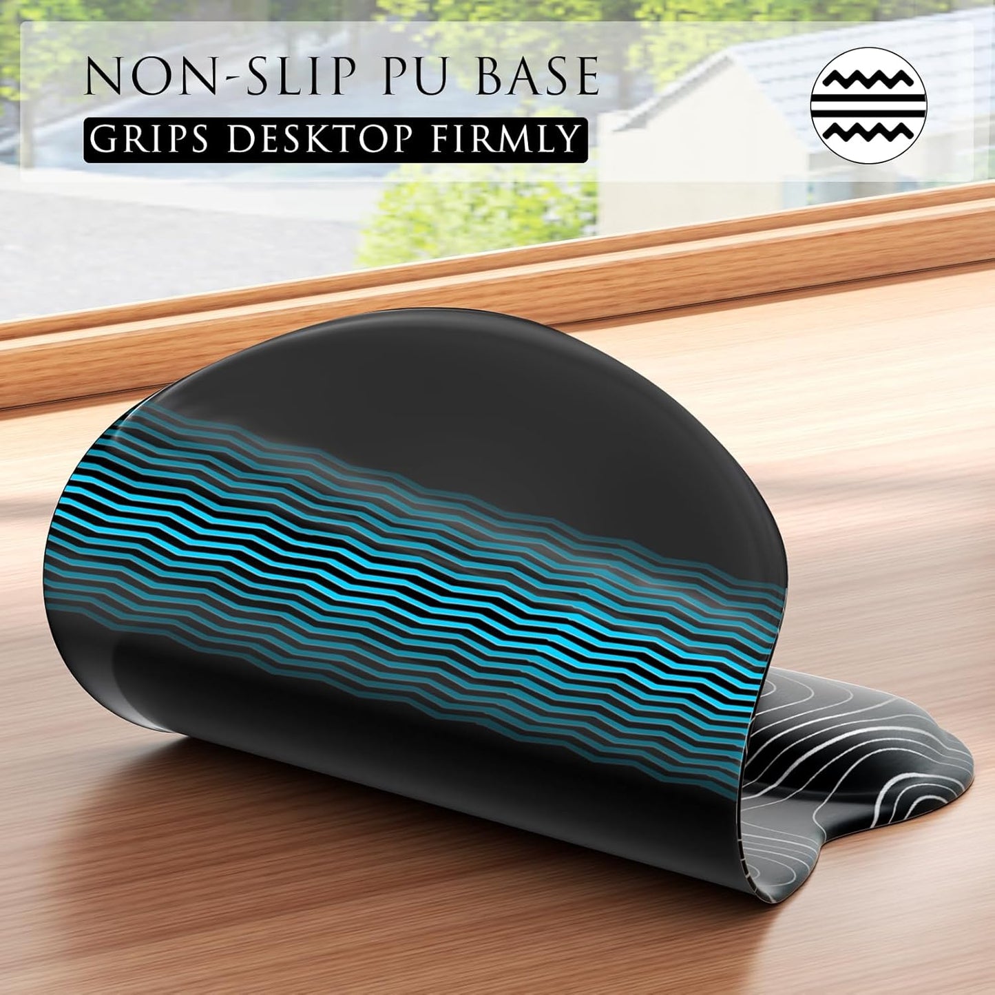 MROCO Ergonomic Mouse Pad with Gel Wrist Rest, Smooth Wrist Support Surface, Non-Slip PU Base for Pain Relief, Comfortable Mousepad for Computer, Laptop, Office & Home, 9.4 x 8.1 in, Black