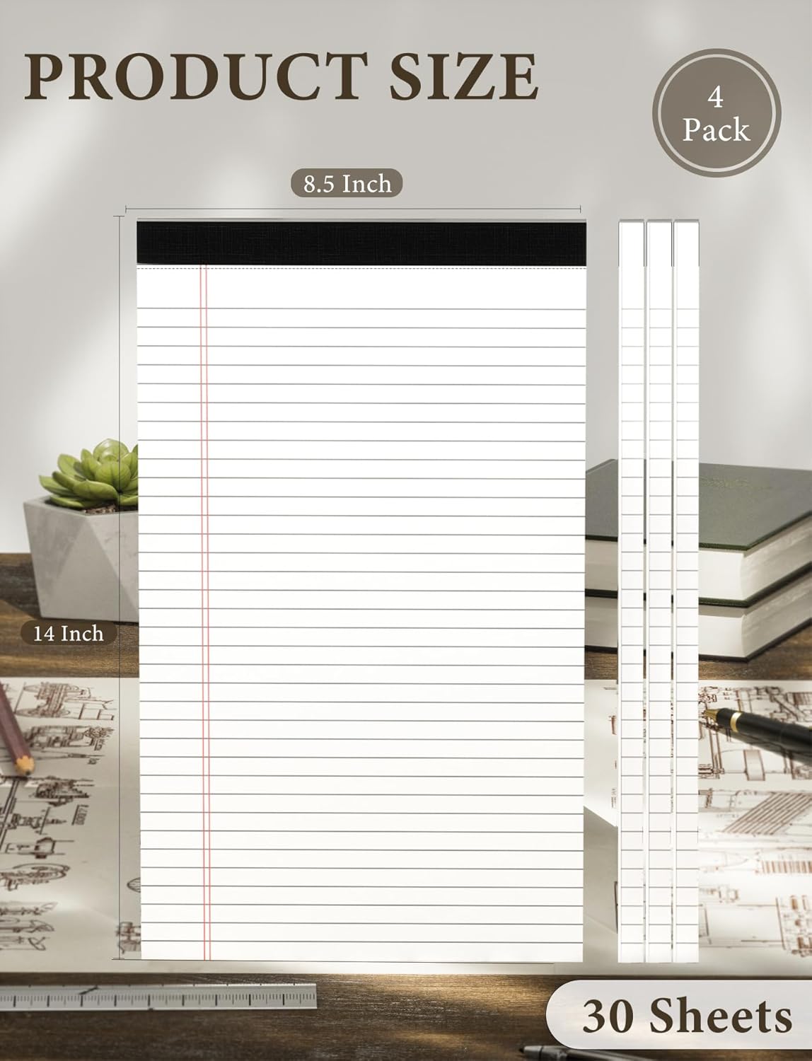 Zaviko Graph Paper Pad 8.5 x 11, 2 Pack, 4x4 Graph Ruled, Grid Paper Pad 8-1/2" x 11", Blueprint Quadrille Pad, Easy Tears Off, Grid Pad Notebook 8.5 x 11, White 70 GSM Graft Paper, 30 Sheets/Pad