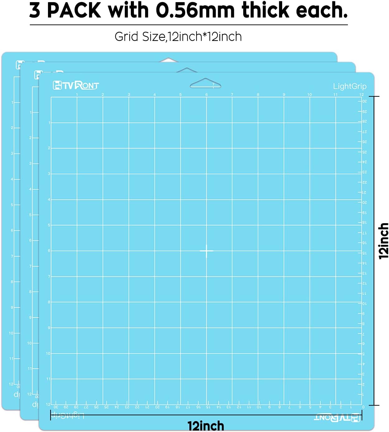 HTVRONT Standard Grip Cutting Mat, 6 Pack Cutting Mat 12x12 Compatible with Cricut Maker 3/Maker 4/Maker/Explore 3/4/5/Air 2/One, Standard Adhesive Sticky Quilting Cutting Mats Replacement Accessories