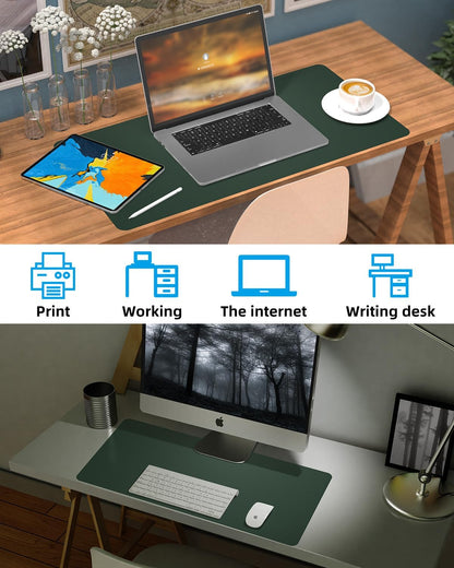 Leather Desk Pad Protector, Office Desk Mat, Large Mouse Pad, Non-Slip PU Leather Desk Blotter, Laptop Desk Pad Desk Accessories for Office and Home (Black, 40" x 17")
