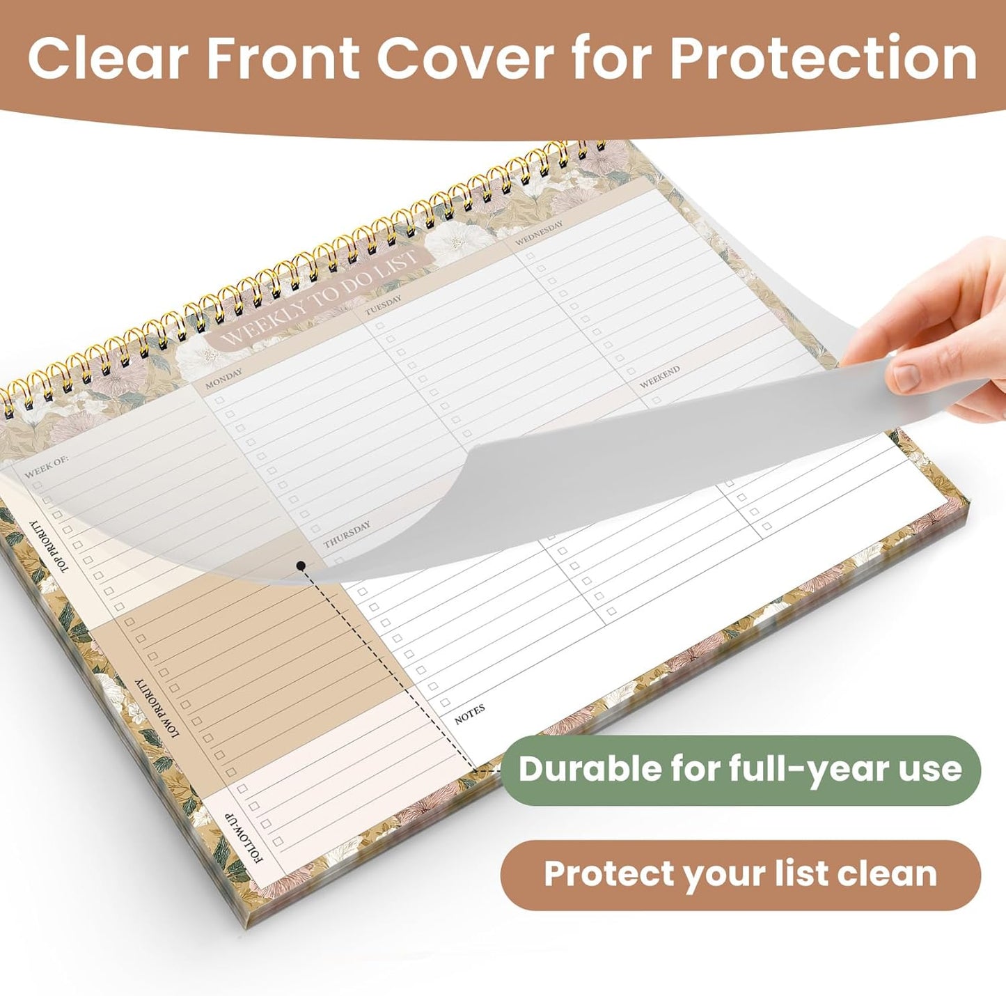 Weekly To Do List Notepad with 52 Undated Sheets（8.5"×11"）- Undated Weekly Planner Notepad for Office Desk Accessories and Supplies - Midnight Lilac