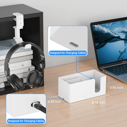 4 in 1 Desk Cup Holder with Storage - Clamp on Under Desk Headphone Hanger - Detachable Pen Cup Holder Desktop Storage for Desktop Attachments Accessories