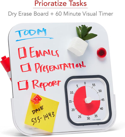 TIME TIMER MOD with Dry Erase Board — 60-Minute Visual Countdown Timer with Magnetic Whiteboard — for Notes, Chores, Classroom and Office Reminders, Visual Schedules, for Kids and Adults (Blue)