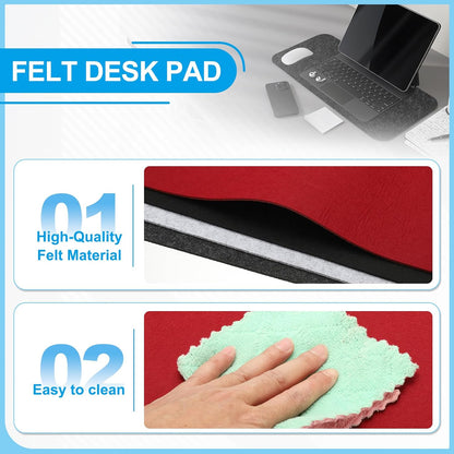 PATIKIL 47.2" x 23.6" Large Felt Desk Pad Protector, Upgrade Non-Slip Desk Mat Full Table Mouse Pad Keyboard Mats for Laptop Computer Writing Desk Table Gaming Home, Light Gray