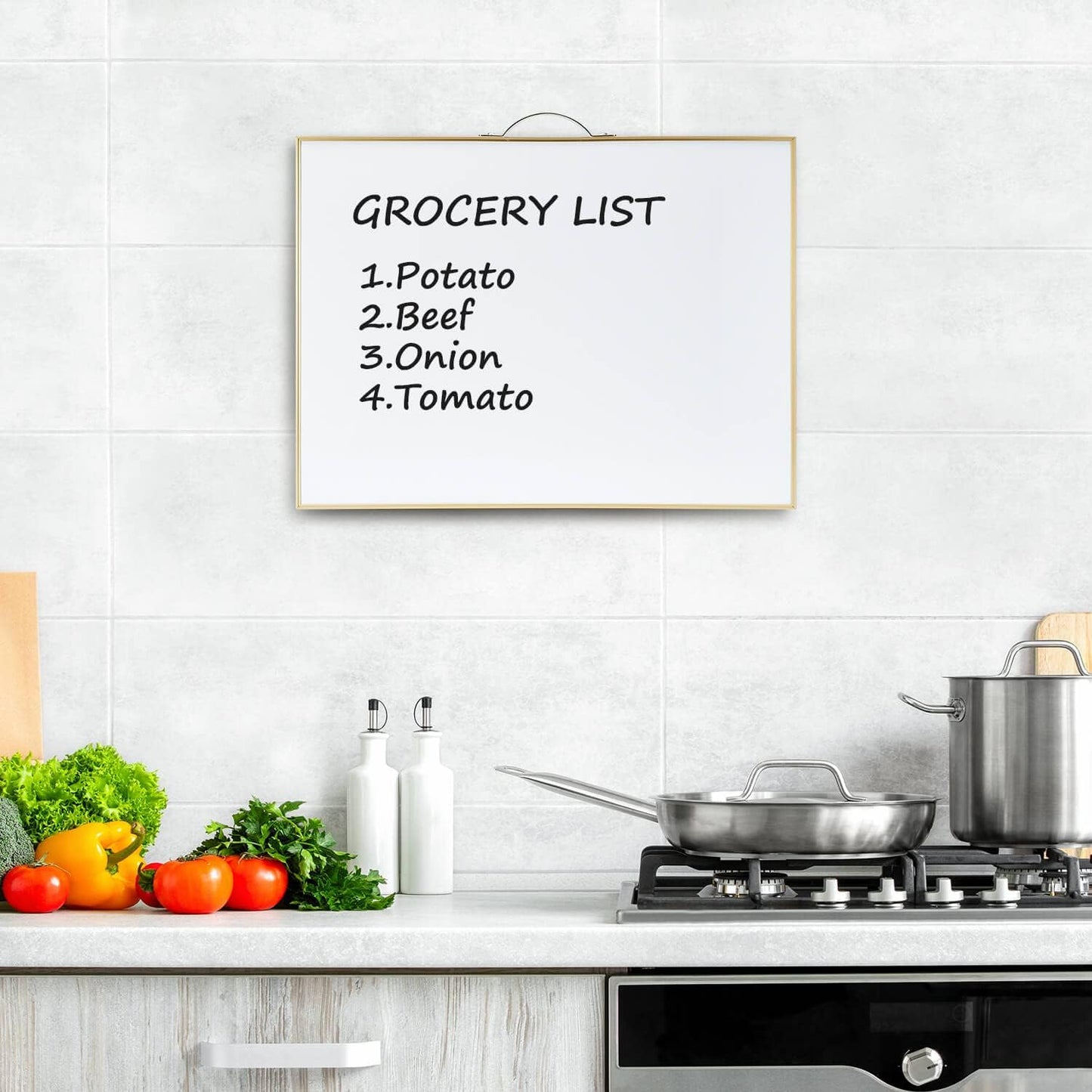 TSJ OFFICE Small Whiteboard Cork-Board - 16" X 12" Portable Aluminum Black Framed Magnetic Dry Erase Board, Small Bulletin Cork Board with Holder for Office, Home and School