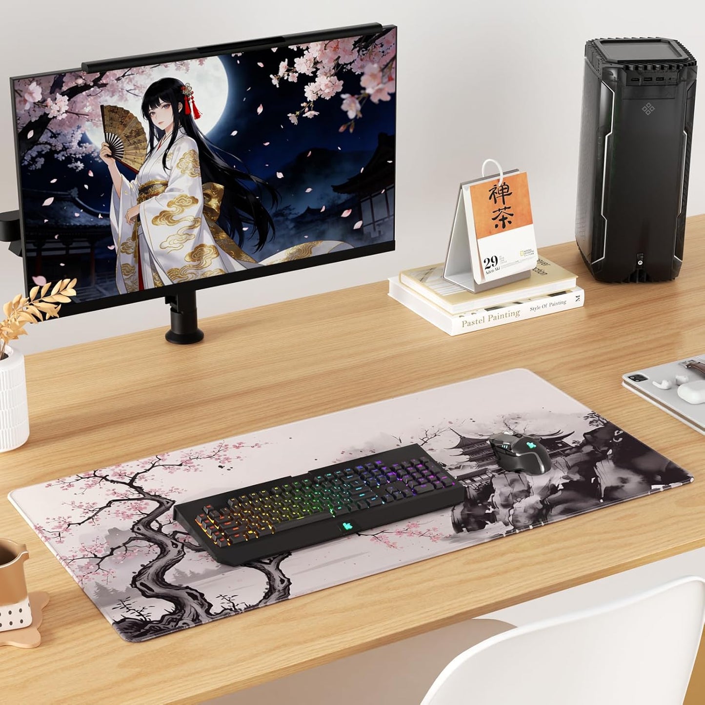 KTRIO Large Gaming Mouse Pad Desk Mat, Superior Micro-Weave Cloth for Precise Mouse Control, Non-Slip Rubber Base, Stitched Edges, Water-Resistant, for Gamer, Office & Home, 31.5" x 11.8" inches