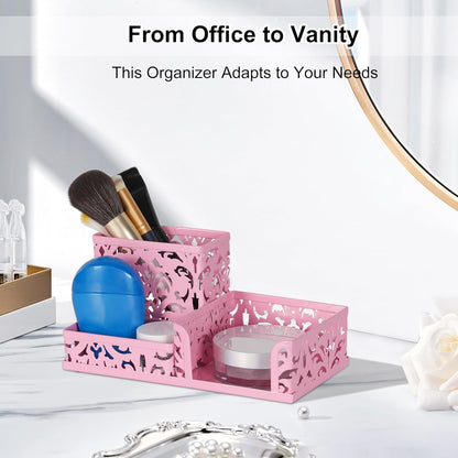 EasyPAG Desk Organizer with 3 Compartment for Pencil Sticky Note Holder and Office Accessories,White