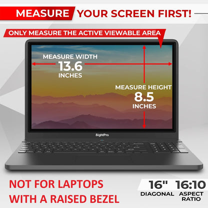 SightPro Magnetic Laptop Privacy Screen 14 Inch 16:9 - Patented Removable Laptop Privacy Filter Shield and Protector