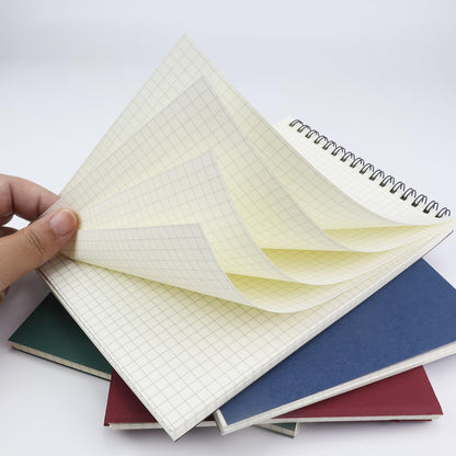 4 Pack Graph Paper Notebook, A5 Top Wirebound Grid Spiral Notebook 5.8" x 8.3",60 Sheets,5mm x 5mm Grid Paper,Grid Notepad for Students, Math, Engineering (4 Colors)
