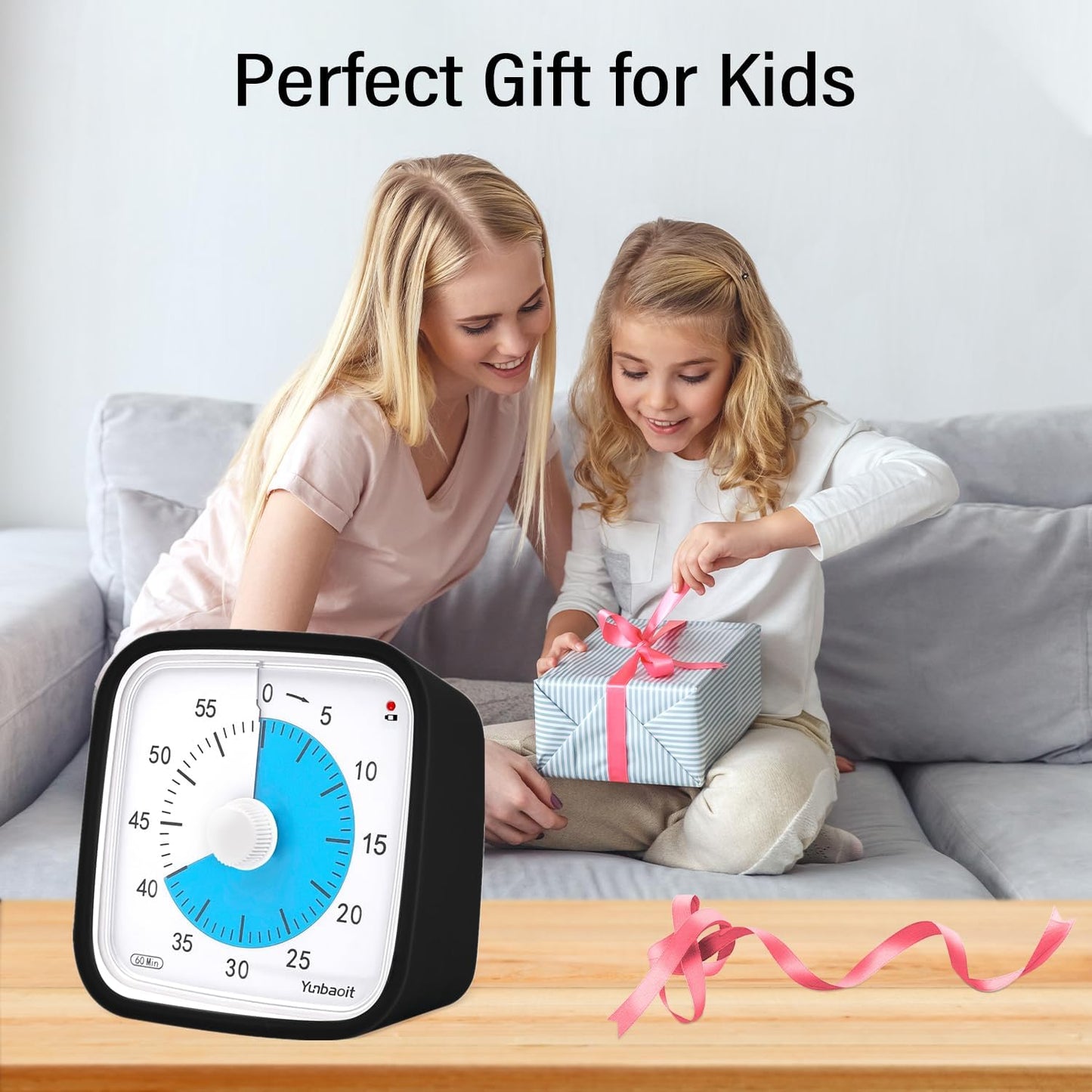 Yunbaoit Visual Timer with Protective Case, Rainbow Disk 60 Minute Countdown Timer for Kids and Adults, Silent Time Management Tool(Blue Rainbow)