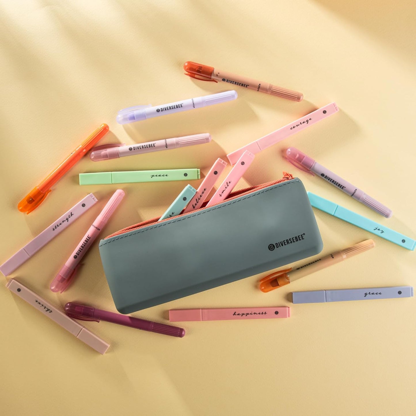 DIVERSEBEE Soft Silicone Pencil Case, Aesthetic Pencil Pouch with Zipper, Cute Pen Bag for School, Bible Journaling Supplies and Accessories, Pencil Organizer (Grape)