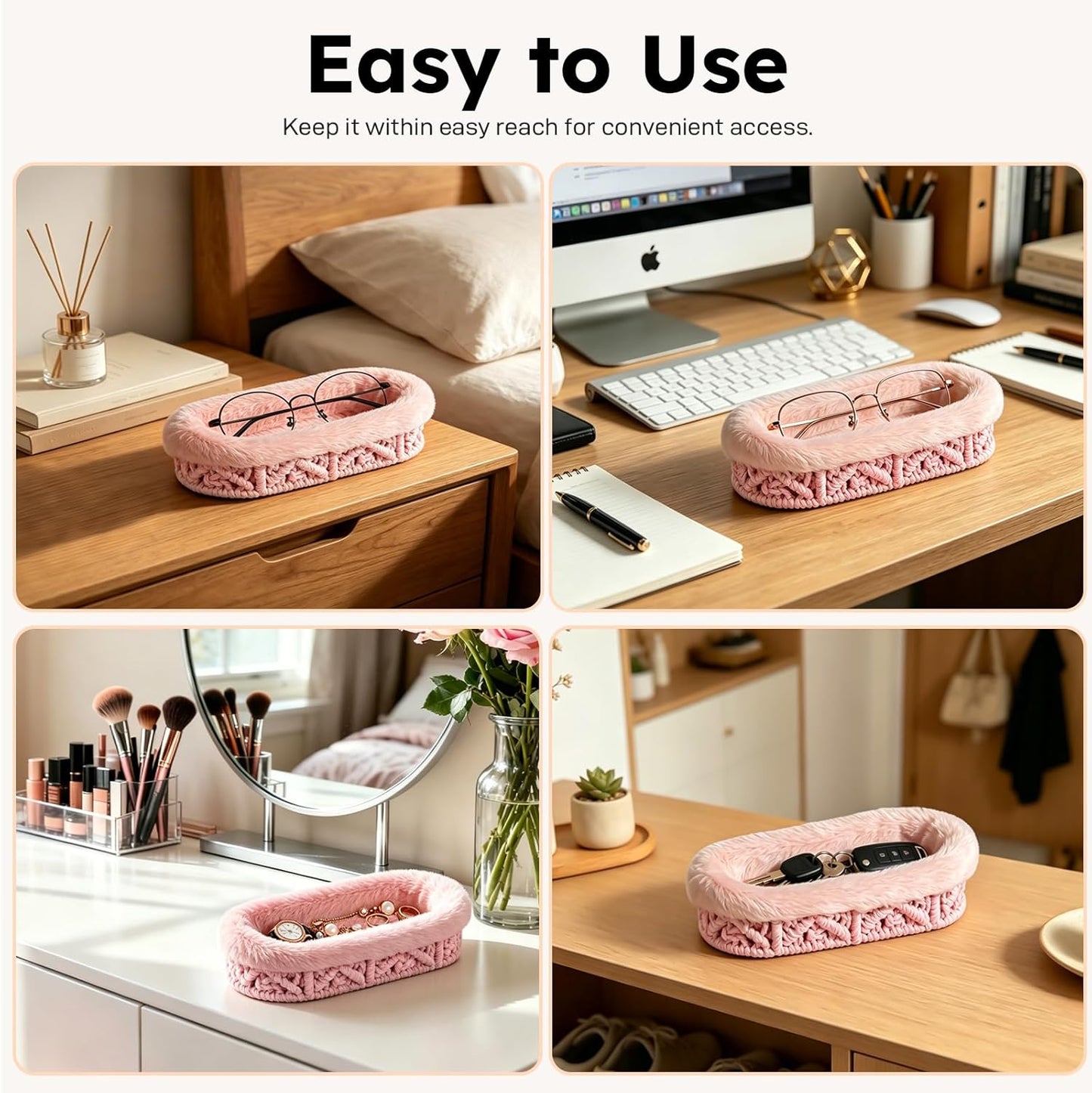 Glasses Holder,Anti-scratch Plush Lined Eyeglass Holder Stand for Nightstand Desk Storage Organizer