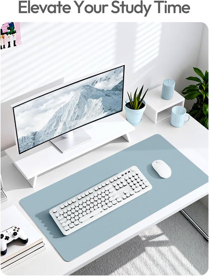 YSAGi Leather Desk Protector, Office Mat, Large Mouse Mat, Non-Slip PU Leather Blotter, Laptop Desk Mat, Waterproof Writing Pad for Office and Home (Black, 31.5" x 15.8") - Colors A