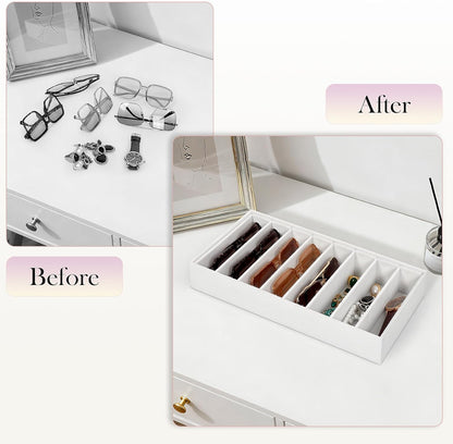 Velvet Sunglass Organizer Tray, Stackable Glasses Case for Drawer, Eyeglasses Watches Jewelry Display Holder Women Men