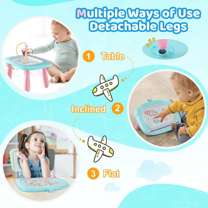 Kikidex Magnetic Drawing Board, Toddler Girl Toys for 1-3 Year Old, Doodle Board Pad Learning and Educational Toys for 1 2 3 Year Old Baby Kids Birthday Gift (Soft Pink)