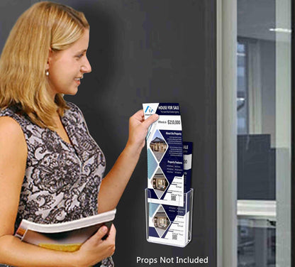 Marketing Holders 6 Pack Suction Cup Brochure Holder Holds 6 Inch Wide Literature Window or Glass Wall Mount Display Indoor Graphic Images Amenity Flyers or Reference Sheet Racks