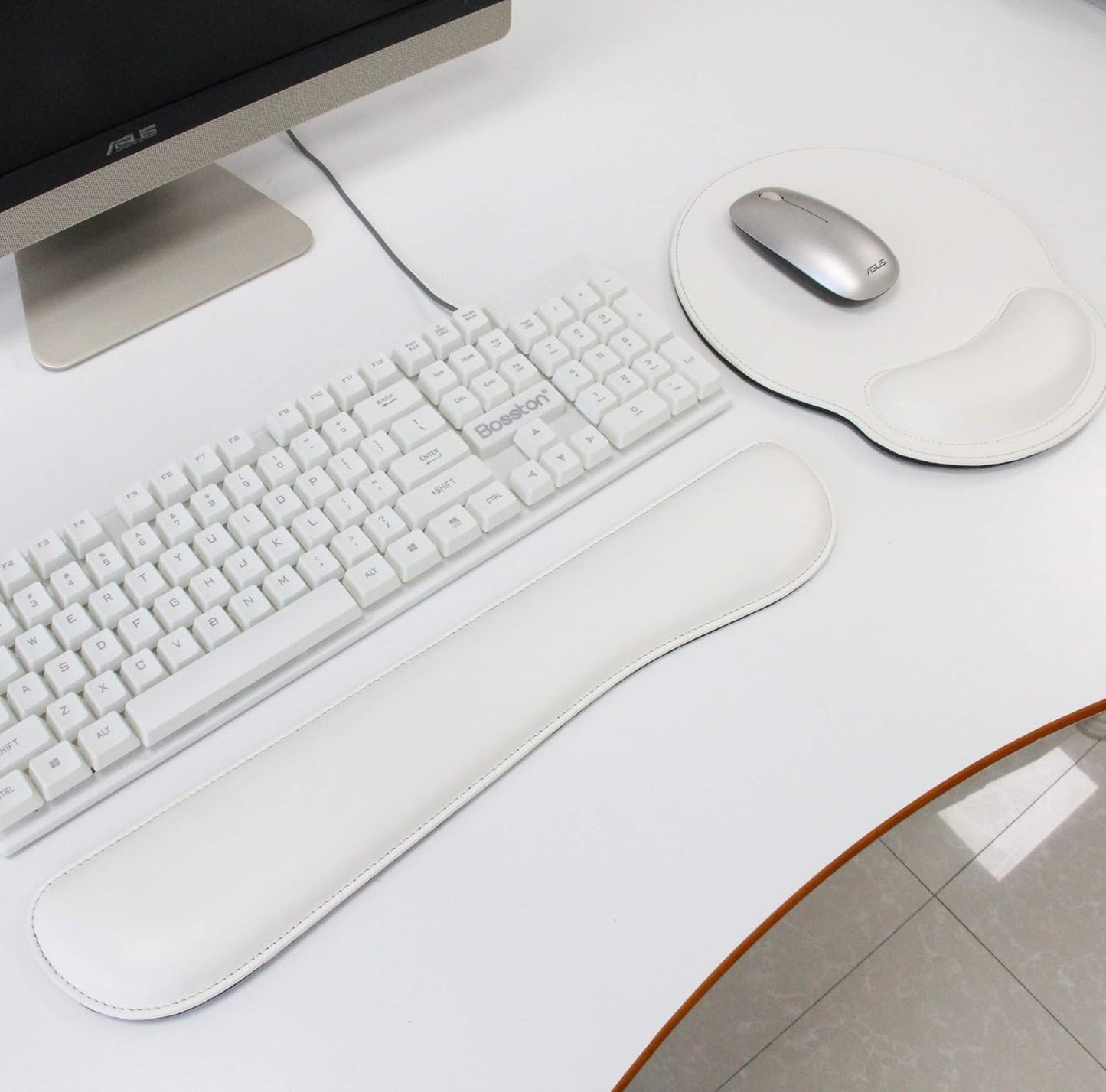 RICHEN Keyboard Wrist Rest and Mouse Pad with Wrist Support, Memory Foam Set for Gaming and Office, Comfortable & Lightweight for Easy Typing & Pain Relief (White Butterflies)