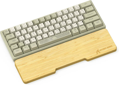 ATTACK SHARK Bamboo Wrist Rest for Computer Keyboard，Ergonomic Hard Palm Rest for Comfortable Typing Pain Relief，Anti-Slip Wrist Support for Office, Gaming, Laptop (98 Key)