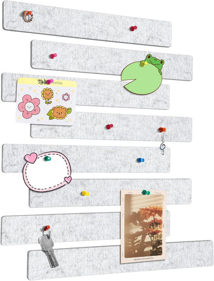 Cork Board for Walls - 8 Pack Felt Pin Board Bar Strips - Self-Adhesive Lightweight Bulletin Board - Cork Board for Office with 40 Push Pins No Damage for Wall