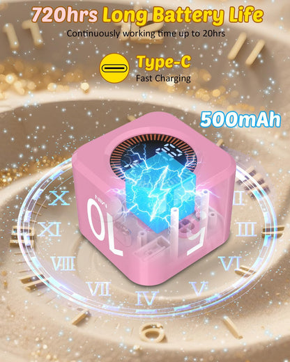 Digital Pomodoro Timer Cube 5/10/25/50min, Visual Productivity Flip Timer for Kids Classroom Desk, Custom Countdown, Silent and Sound Mode for ADHD Study Work Game Kitchen (Pink)