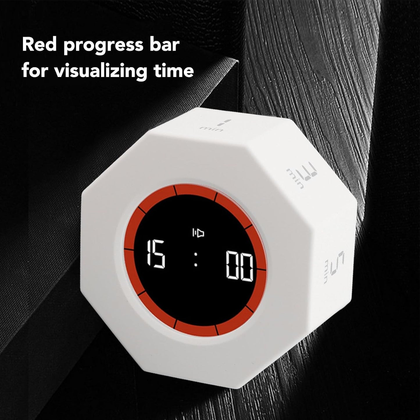 Fabater Pomodoro Timer, Hexagon Flip Timer, Desk Productivity Cube Timers with 1 3 5 15 30 60 90 Minute Presets, Time Management for Classroom Cooking Studying Working (Black)