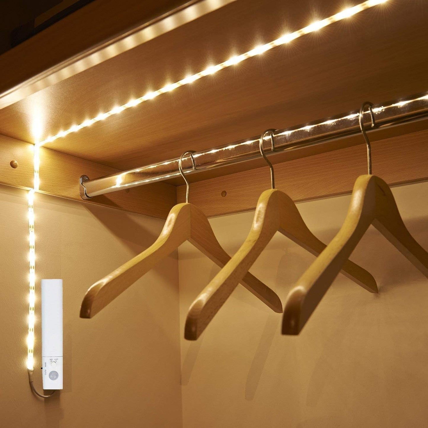 Motion Sensor Light Indoor, Closet Lights Motion Sensored, Battery Operated Cabinet Lights Strip, White Under Cabinet Lighting, Under Counter Lights for Kitchen, Led Strip Lights for Bedroom