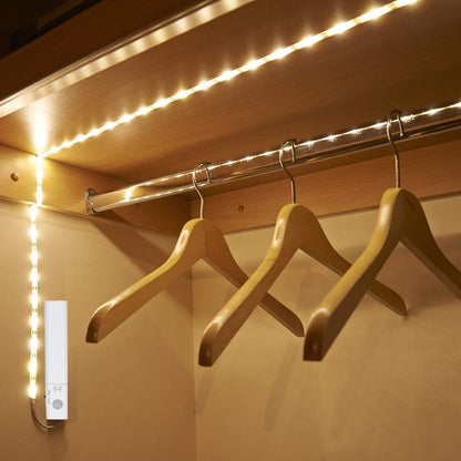Motion Sensor Light Indoor, Closet Lights Motion Sensored, Battery Operated Cabinet Lights Strip, White Under Cabinet Lighting, Under Counter Lights for Kitchen, Led Strip Lights for Bedroom