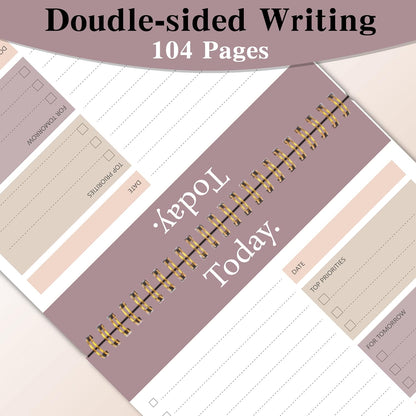 104 Pgs To Do List Notepad - Daily Planner Notepad Undated 52 Duplex-Printed Undated Sheets Tear Off, 6.5" x 9.8" Checklist Productivity Organizer with Hourly Schedule for Tasks