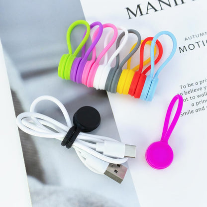 Quacc 10 PCS Reusable Magnetic Cable Ties Magnetic Cable Ties Silicone Cable Straps Wire Organizer for Earphone Phone Charger Audio Cable 10 Colors Silicone Cable Clips for Office, School, Home