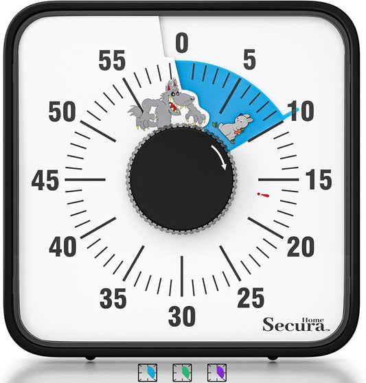 Secura Home 60-Minute Visual Timer, 7.5 Inch Oversize Countdown Timer Clock for Kids and Adults, Durable Mechanical Time Management Tool with Magnetic Backing （Dark Green）