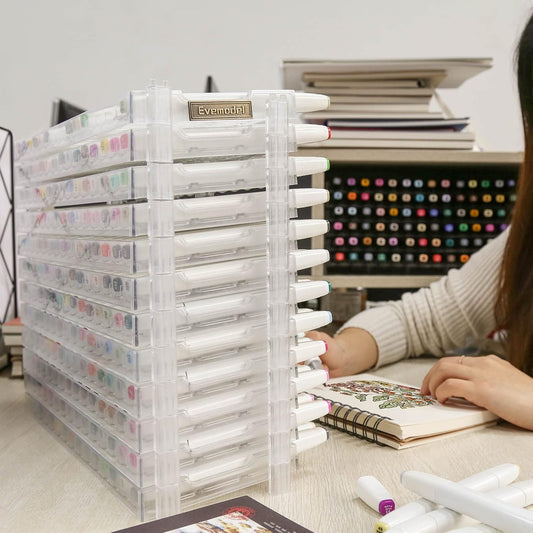 Universal 6 Layers Tray Universal Marker Storage Rack, Penholder Display for 90 Pens SN01 Pencil Organizer Holder for Desk (Clear-6 layers)