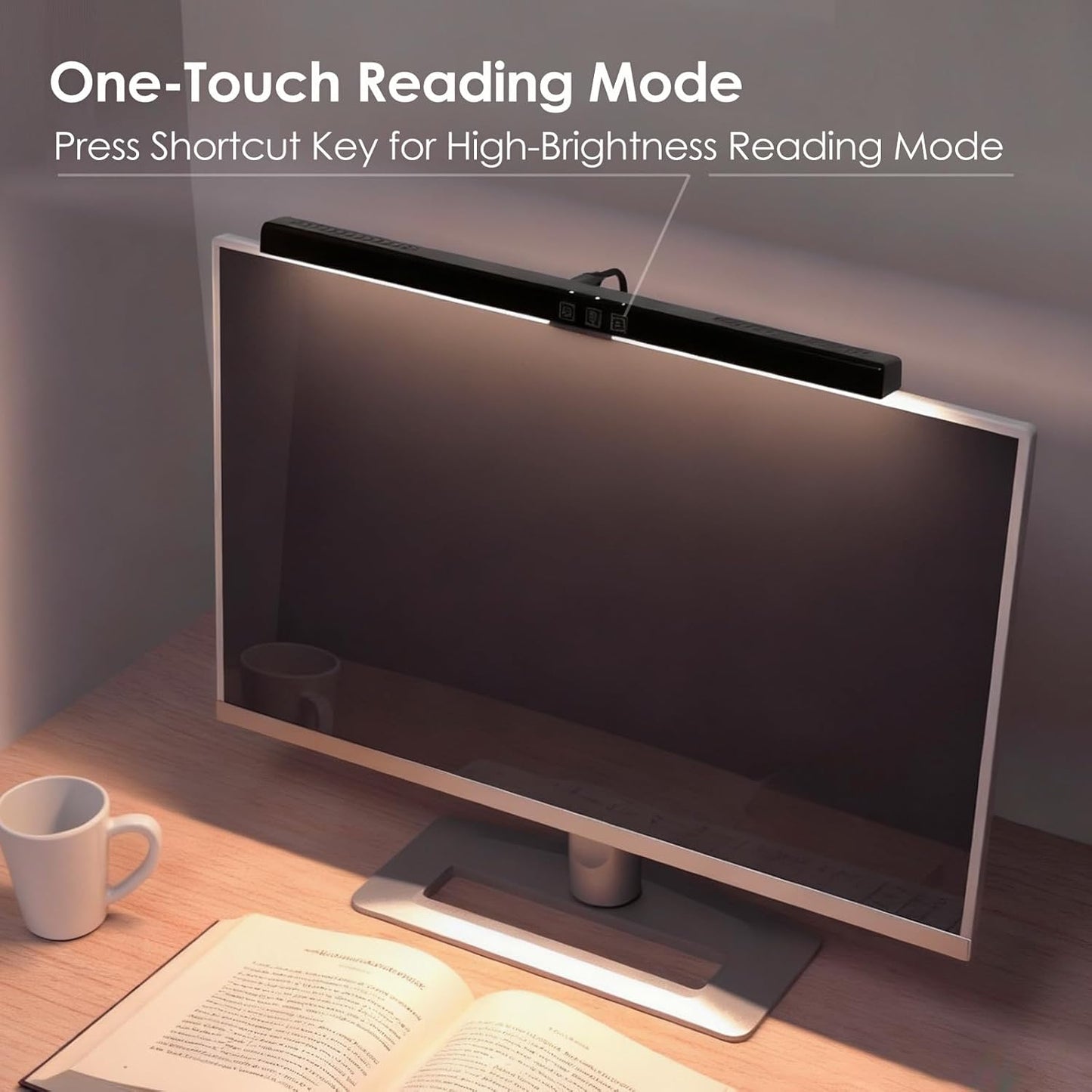 BY-J Computer Monitor Light Bar, Eye-Care USB Reading LED Task Lamp with Touch Control, Fit for Curved Monitor, No Screen Glare Dimmable Desk Lamp Computer Monitor Light Bar for Screen Home Office