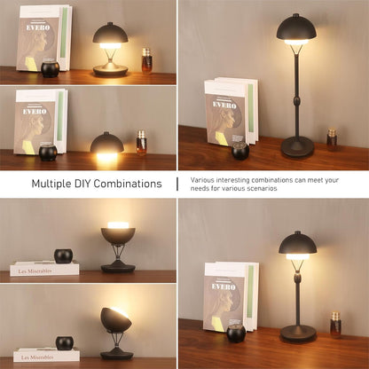 Modern Table Lamp Cordless Portable Desk Lamp, 2700K Stepless Dimming Rechargeable Battery Operated LED Lights for Bedroom, USB-C Charging, Restaurant/Bar/Night Light/Gifts (Antique Brass)