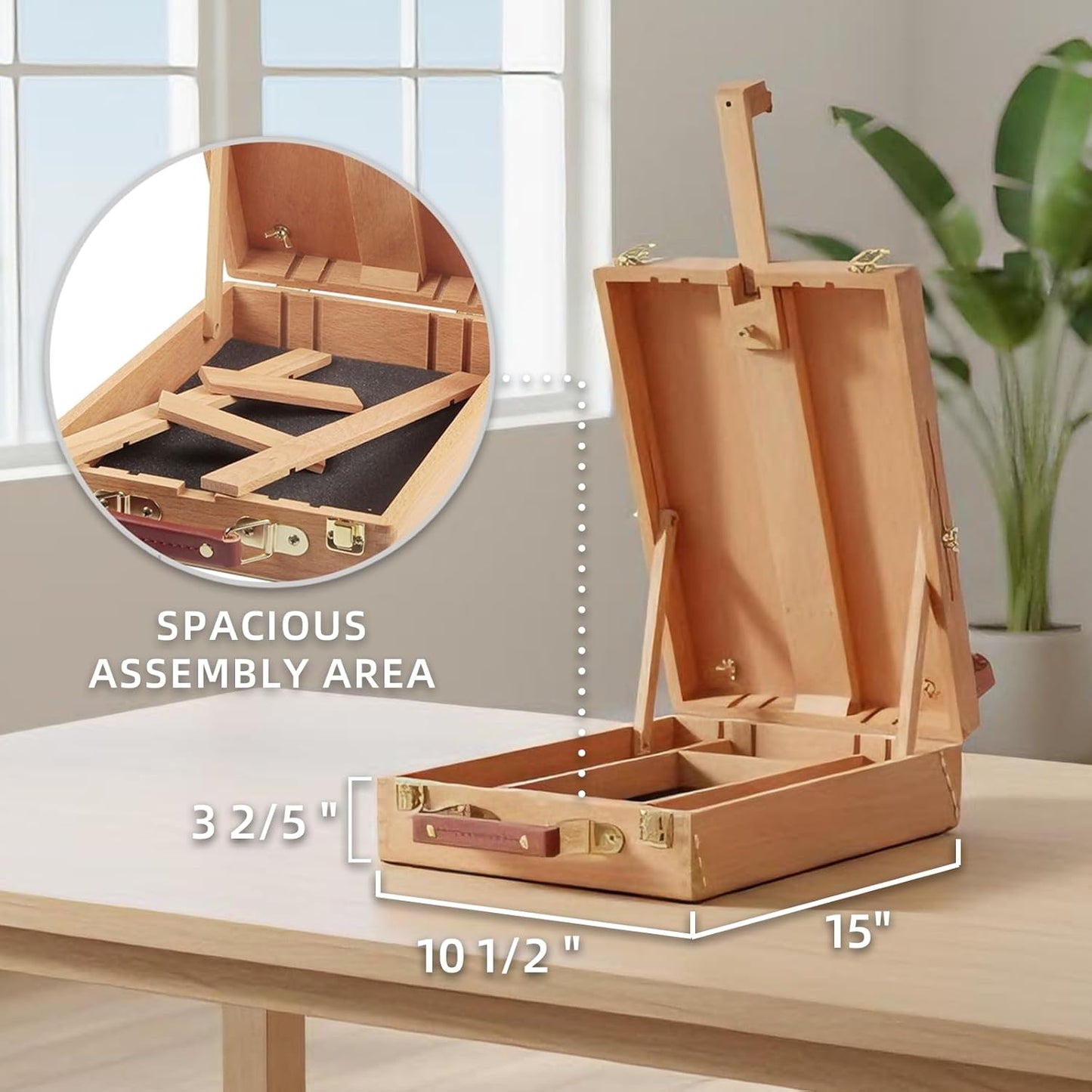 Falling in Art Wooden Tabletop Easel, Beech Wood Sketchbox Desktop Easel for Painting, Portable Art Drawing Easel for Beginners and Professionals