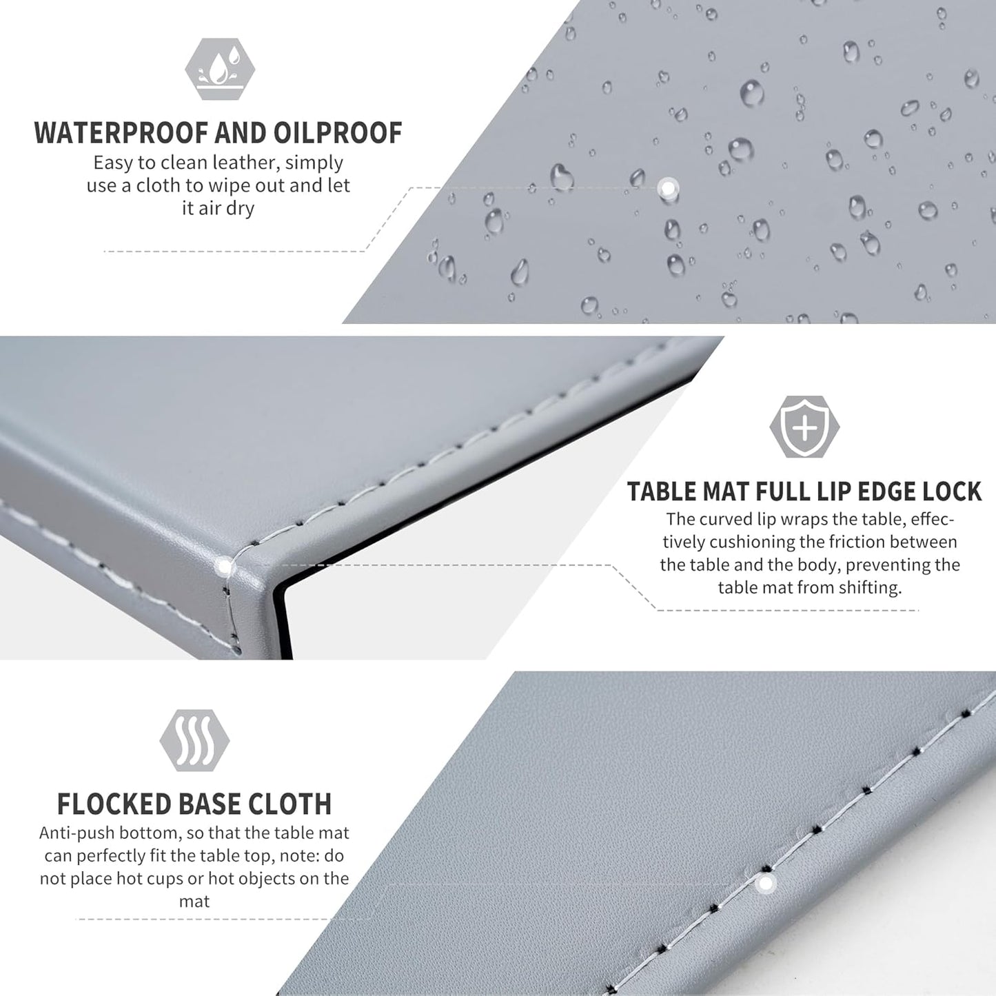 AKOZLIN 35.4"x 18.9" Soft PU Leather Surface Office Desk Mouse Mat Anti-Push Pad with Full Grip Fixation Lip Table Blotter Edge-Locked Protector