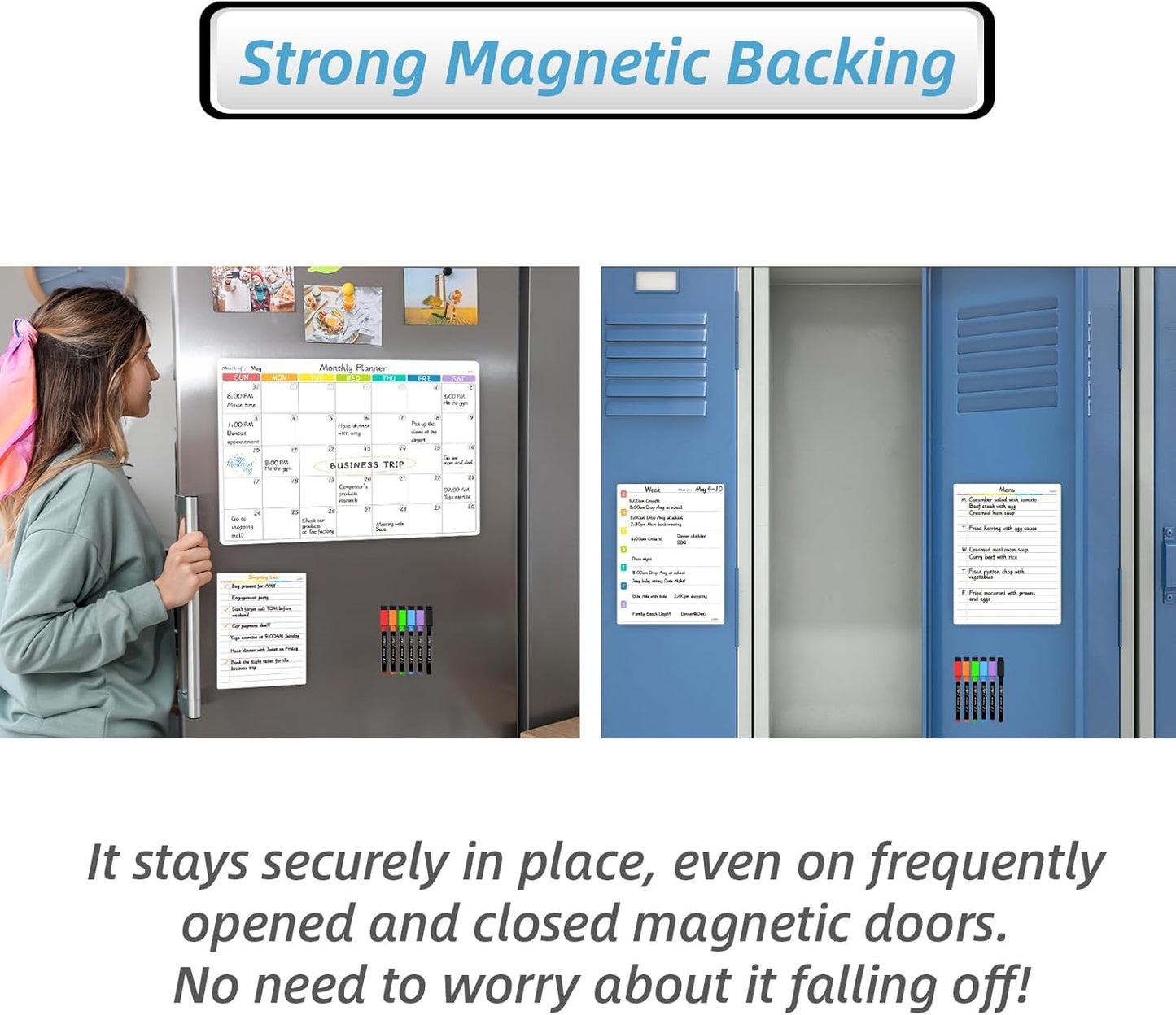 JPRO Magnetic Weekly Calendar and to Do List for Fridge - 8.5" x 6.5" Weekly Meal Planner for Refrigerator and Dry Erase Daily to-Do List -6 Markers Included!