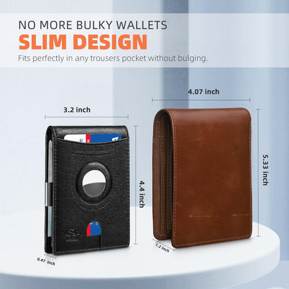 Zitahli Men's Wallets Airtag Holder Slim Rfid Leather with Gift Box