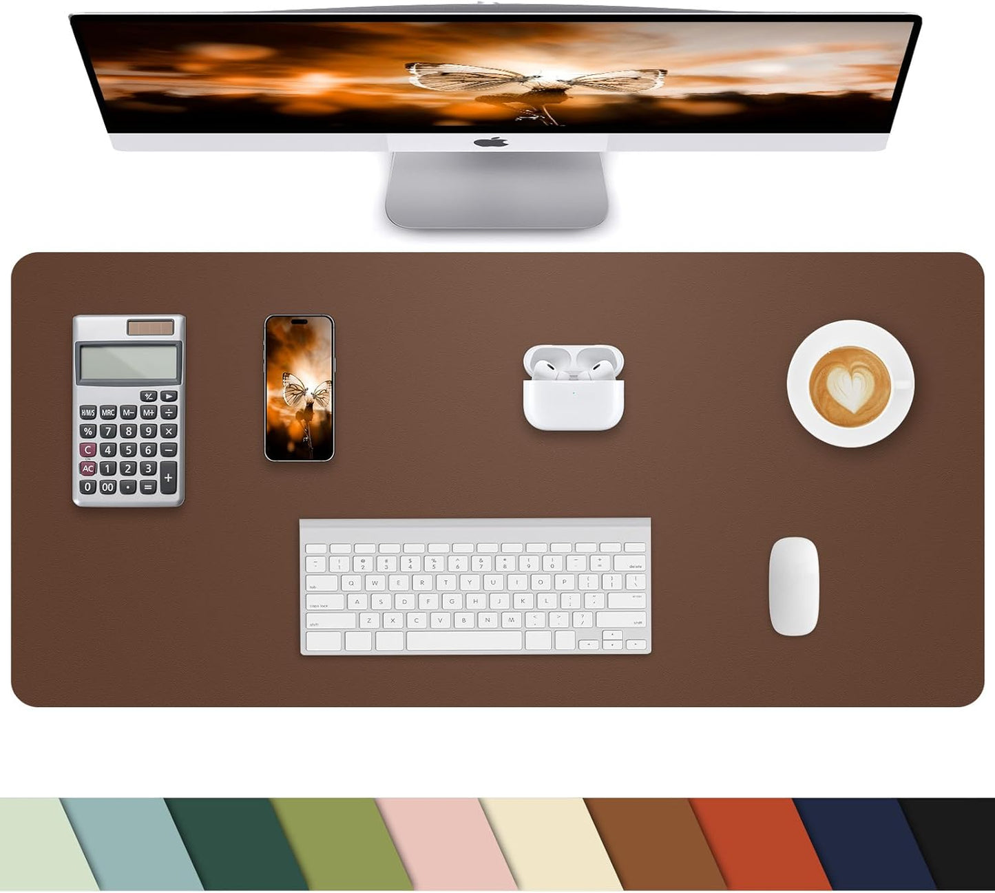 Leather Desk Pad Protector, Office Desk Mat, Large Mouse Pad, Non-Slip PU Leather Desk Blotter, Laptop Desk Pad Desk Accessories for Office and Home (Black, 40" x 17")