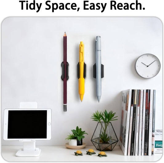 Adhesive Pencil Holder for Desk, Pen Holder for Desk, Sticky Marker and Stylus Holder, Desk Accessories for Office Classroom