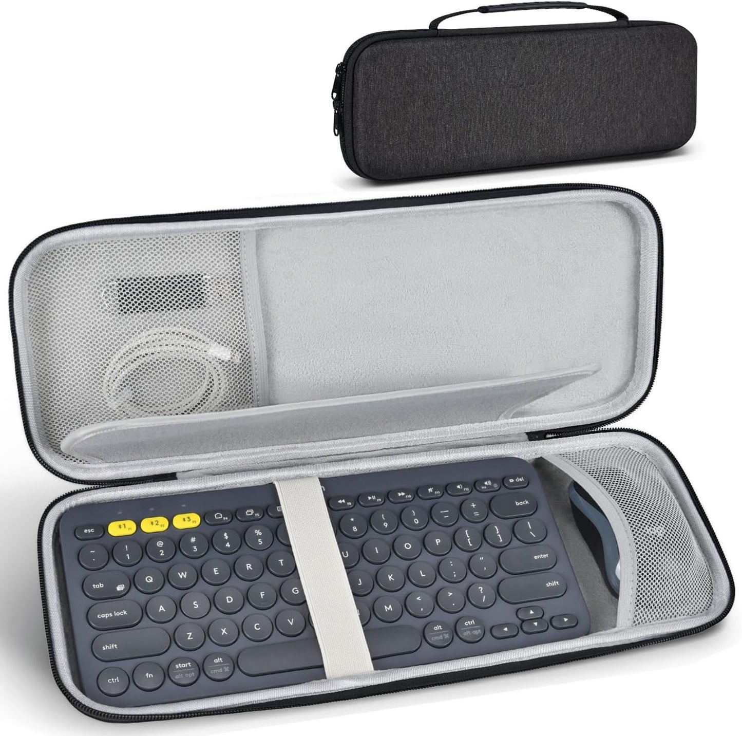 Hard Keyboard Carrying Case for Logitech Pebble Keys 2 K380s & Logitech K380 Bluetooth Keyboard Case + M350 Pebble Mouse Combo, Wireless Keyboard Shockproof Protective Travel Bag, Black