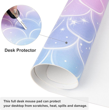 QIYI Large Mouse Pad, Cute Pink Desk Mat for Desktop, Women Girls PU Leather Desk Pad Waterproof Gaming Mousepad, Rose Gold Marble Computer Protector Writing Pad for School Office Home 31.5" x 15.7"