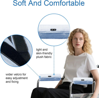 SPRING SEAON Wheelchair Armrest Covers 2 Pack Soft Memory Foam Wheelchair armrest Pads Wicking Washable for Office Transport Chair (Black)